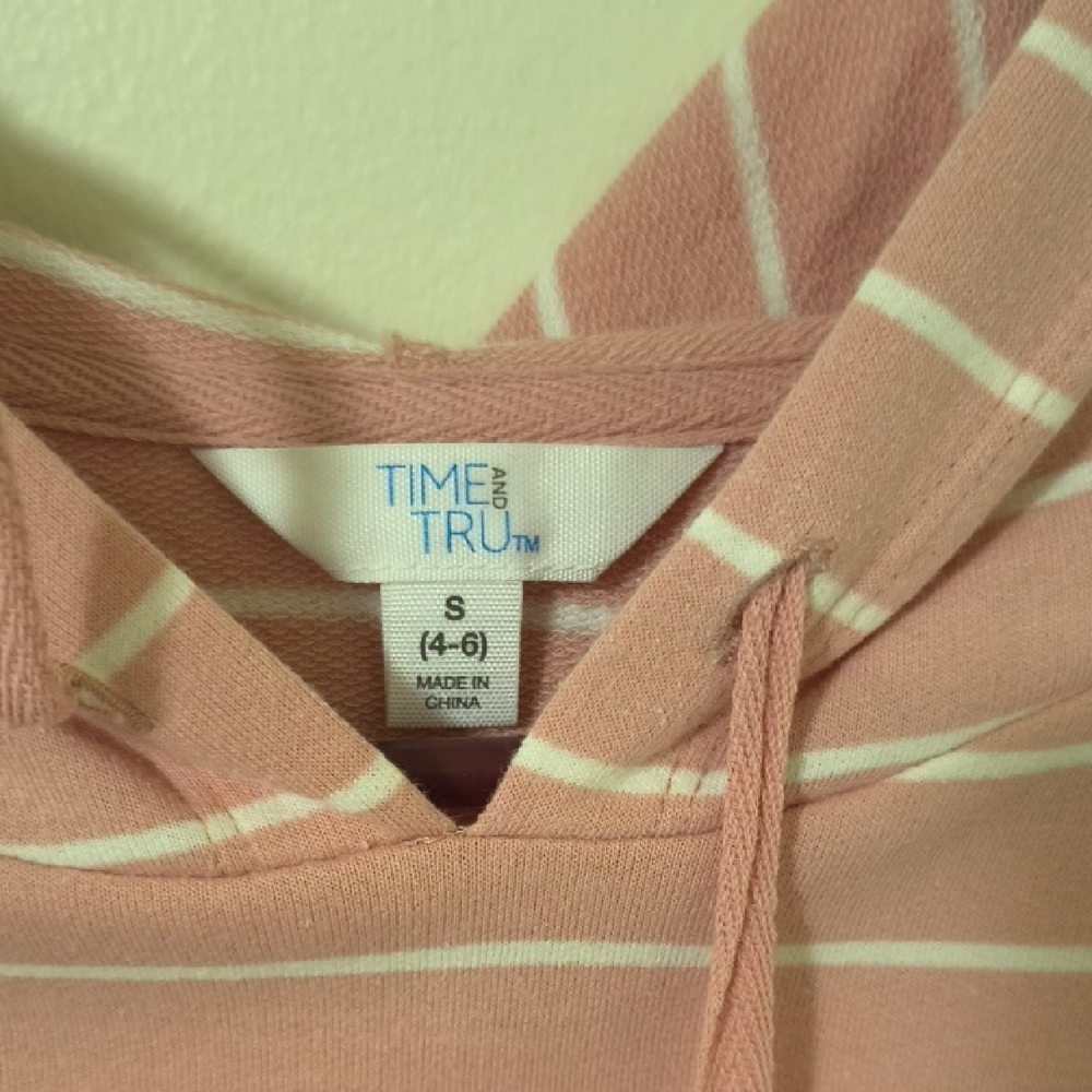 Time and Tru Women's Pink and White Striped Hoodie - Picture 3 of 6